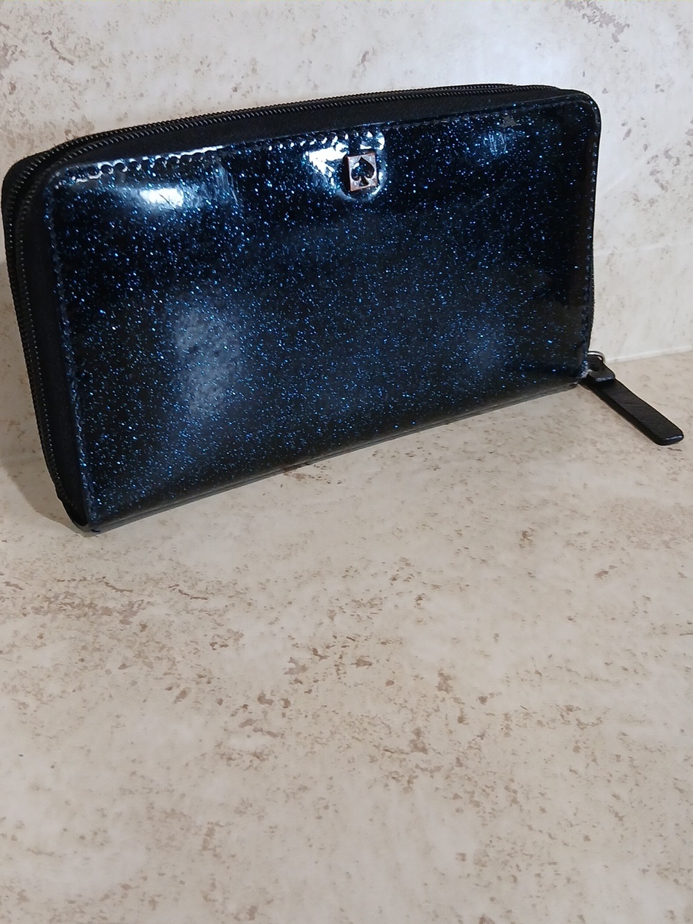 Kate Spade Midnight Blue Glitter Bug zip-around wallet - Picture 2 of 8